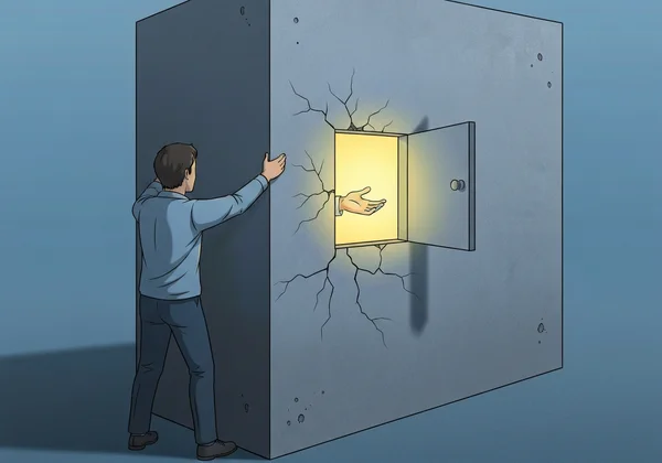 Avoidant person opening a window for connection, less walled off