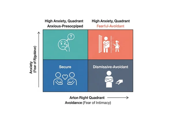 Chart showing the four attachment styles quadrants
